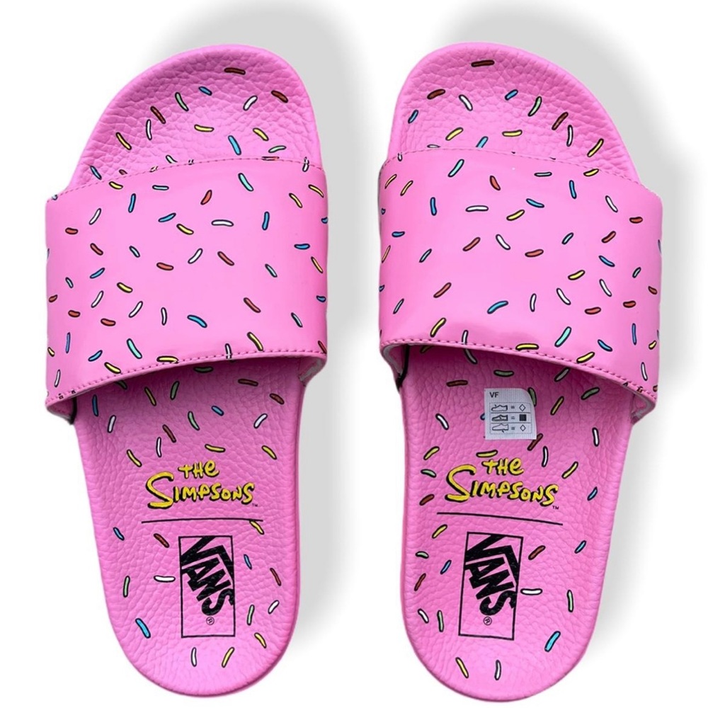 Sprinkle Pink Donut Slides Simpsons x Vans collab